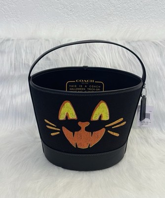 Coach Trick Or Treat Bucket With Halloween Cat  NWT CCE04