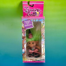 NEW OLD STOCK Vintage DRESSED TREASURE TROLL w WISHSTONE GREEN HAIR ACE NOVELTY