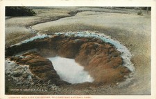 SCARCE, YELLOWSTONE POSTCARD, BATH TUB GEYSER, BLOOM, RED LETTER, MINT