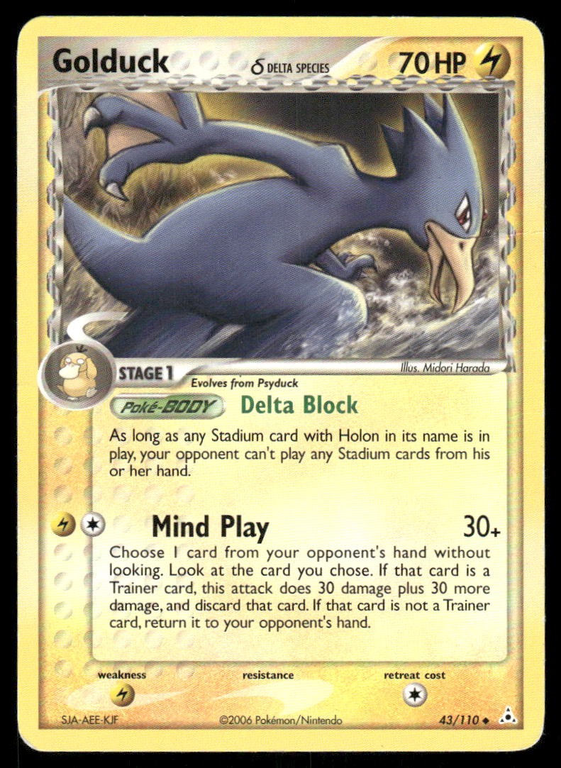 2006 Pokemon Golduck Uncommon Holon Phantoms 43/110 DMG