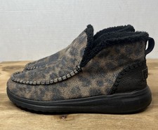 Hey Dude Women's Denny Faux Fur Lined Leopard Print Slip On Booties Shoes Sz 9