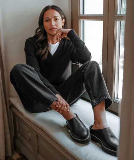 New Jenni Kayne Black Leather Lug Mule Shoes Sz 40 US 9.5/10 - Image 2 of 4