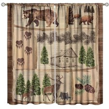 Rustic Cabin Animal Blackout Window Curtains, 21"W x 45"L Pack of 2 Style-33