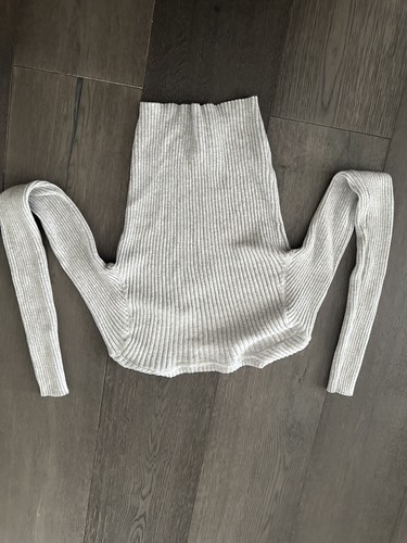 Brandy Melville Sweater Womens Small Gray Ribbed Knit V Neck Long Sleeve Italy - Picture 2 of 10
