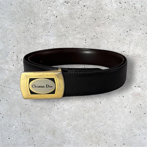Ceinture homme Christian Dior logo cuir noir authentique