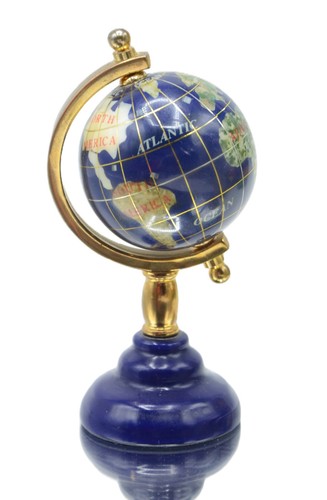 Edelstein Globus Weltkugel Einlegearbeit Halbedelsteinen Welt in Lapislazuli Edelstein Globus Weltkugel Einlegearbeit Halbedelsteinen Welt in Lapislazuli