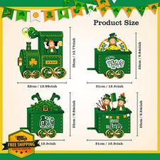 St Patrick's Day Yard Signs 4 Pcs Leprechaun Shamrock Balloon Train Lawn Decor