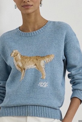 34 Ralph Lauren Intarsia Knit Golden Retriever Dog Sweater NWT L