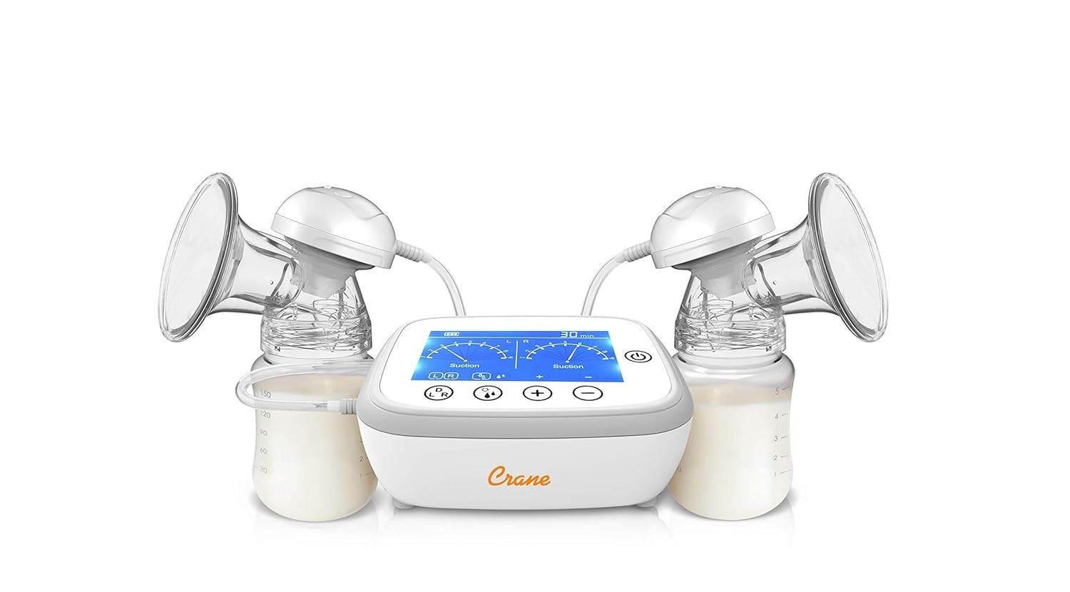 Crane Double Electric Cordless Rechargeable Breast Pump Portable Closed System