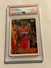 Allen Iverson 1996 Topps Rookie Card #171 PSA/DNA CERT Autographed, 76ers. rookie card picture