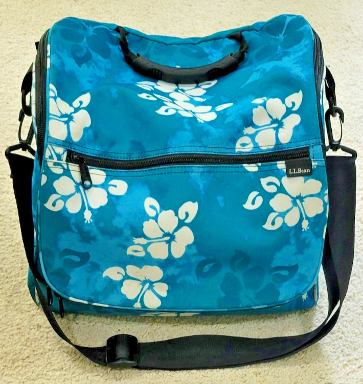 LL Bean Hanging Travel Toiletry Bag - Organizer Aqua Hawaiian Floral 9”x13x8 Zip