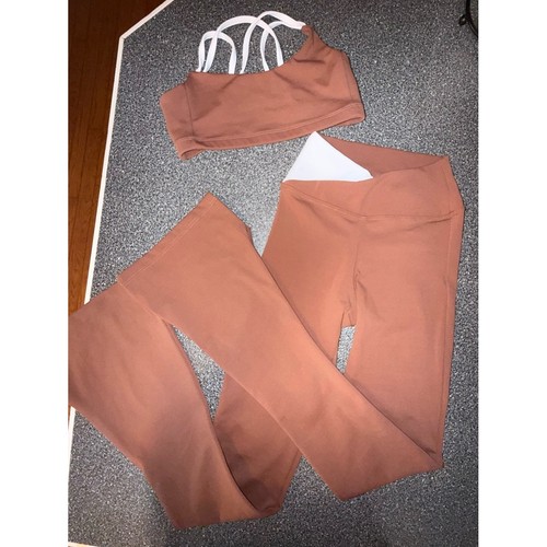 Five Dance-wear 2 Piece Brown and White Bra Top and Pants Size Youth X-Large
