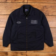 Vintage Dickies Eisenhower Jacke L Herren 90s blau lang gesteppt gefüttert Chore Utility