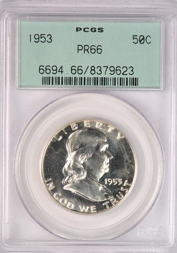 1953 Franklin Half Dollar Proof PCGS PR66 PF 66 OGH Gem Coin 50C