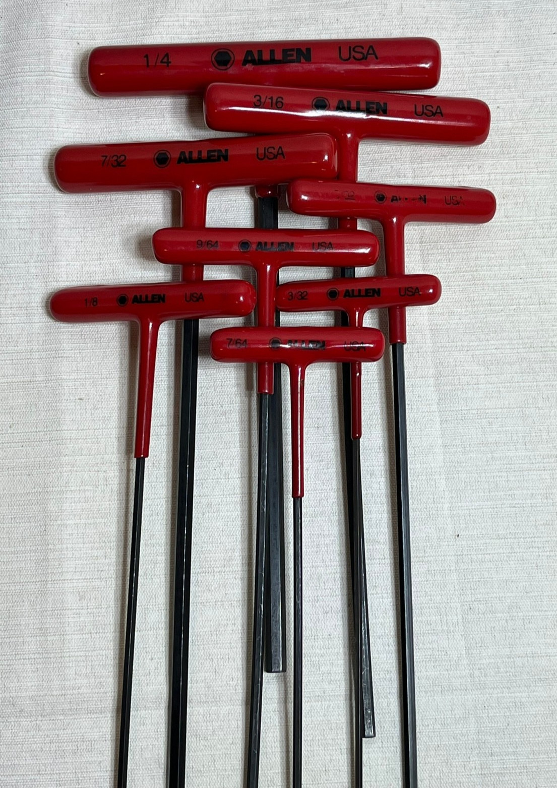 Allen Brand 8-Piece 9" T-Handle Hex Key Allen Wrench Set SAE