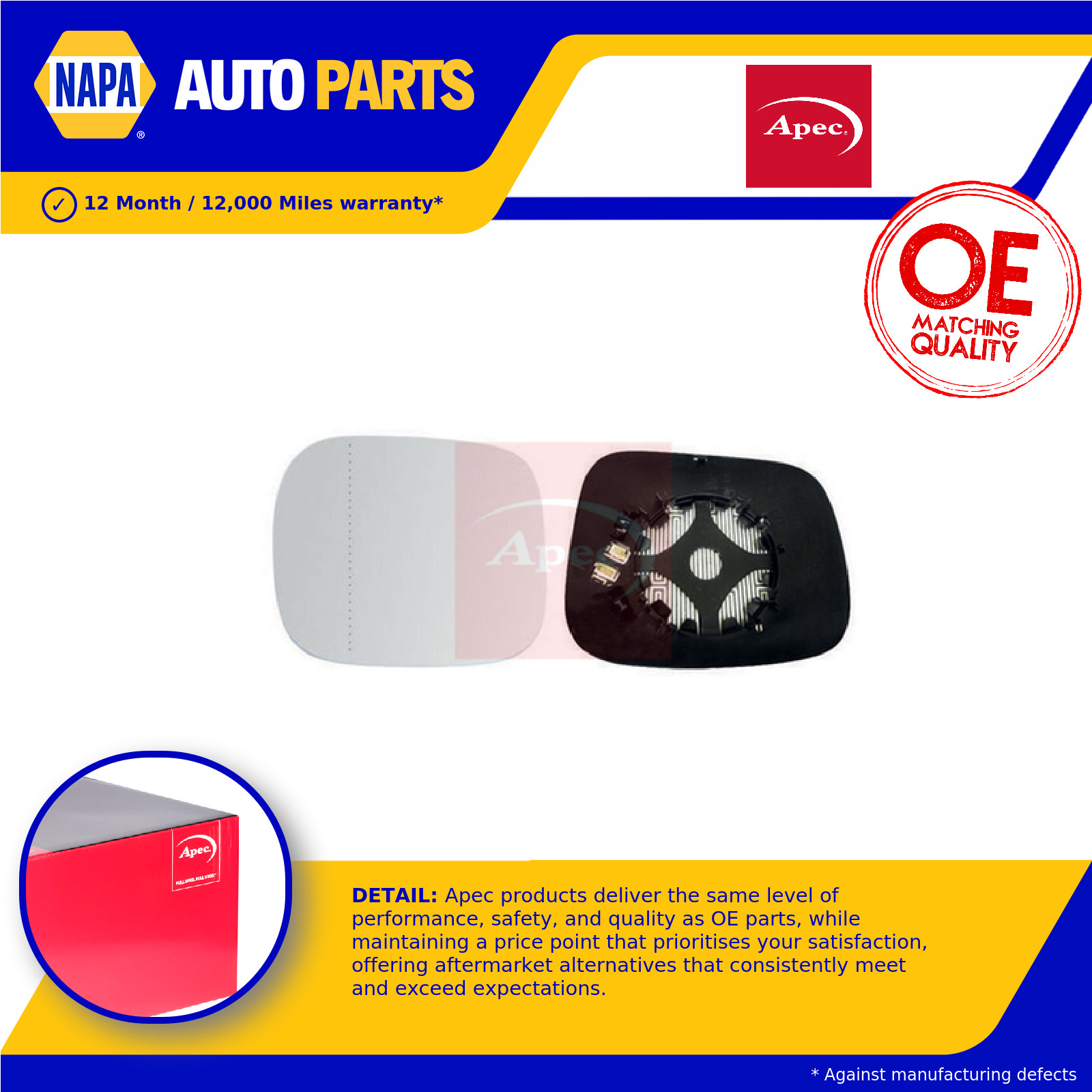 Mirror Glass Left AMG2265 Apec Door 30716137 31297395 Genuine Quality Guaranteed