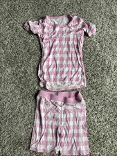 Little Sleepies Pink Gingham 2-Piece Shorts Pajama Set Size 5/6 see Pics