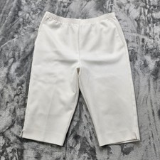 Vintage Alfred Dunner Pants Womens 10P PETITE White Pull On Capri Stretch Casual