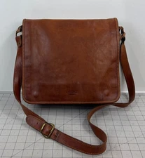 I. Medici Firenze Italian Leather Messenger Bag Brown Adjustable Strap