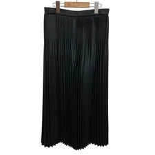 MICHEL KLEIN Vintage Satin Pleated Skirt, Size 40, Black Women USED