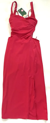 HALARA Winterberry Sleeveless Strappy Back Bodycon Midi Dress Womens S *NEW*