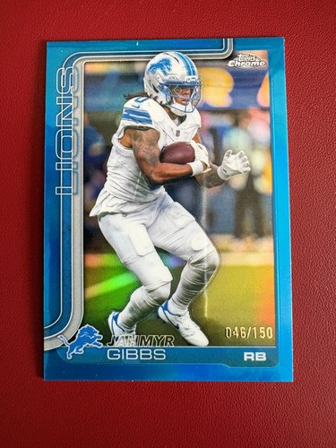 2025 Topps Chrome NFL Jahmyr Gibbs #101 Blue Refractor /150 Lions Color Match!🔥