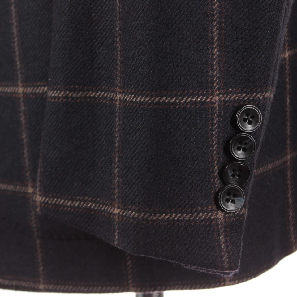 Abrigo deportivo Sartorio By Kiton nuevo sin etiquetas talla 50 40R EE. UU. en azul con lana a cuadros marrón Foto 3 de 4