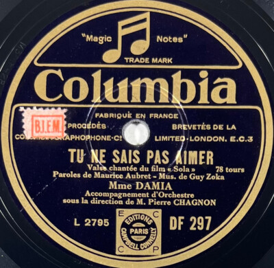 Damia: Du kannst nicht lieben / Das Matrosenmädchen 78 Türme COLUMBIA DF 297