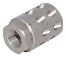 Tan Anodized Aluminum 1/2x28 Thread Pitch Muzzle Brake for Gl0ck 9MM