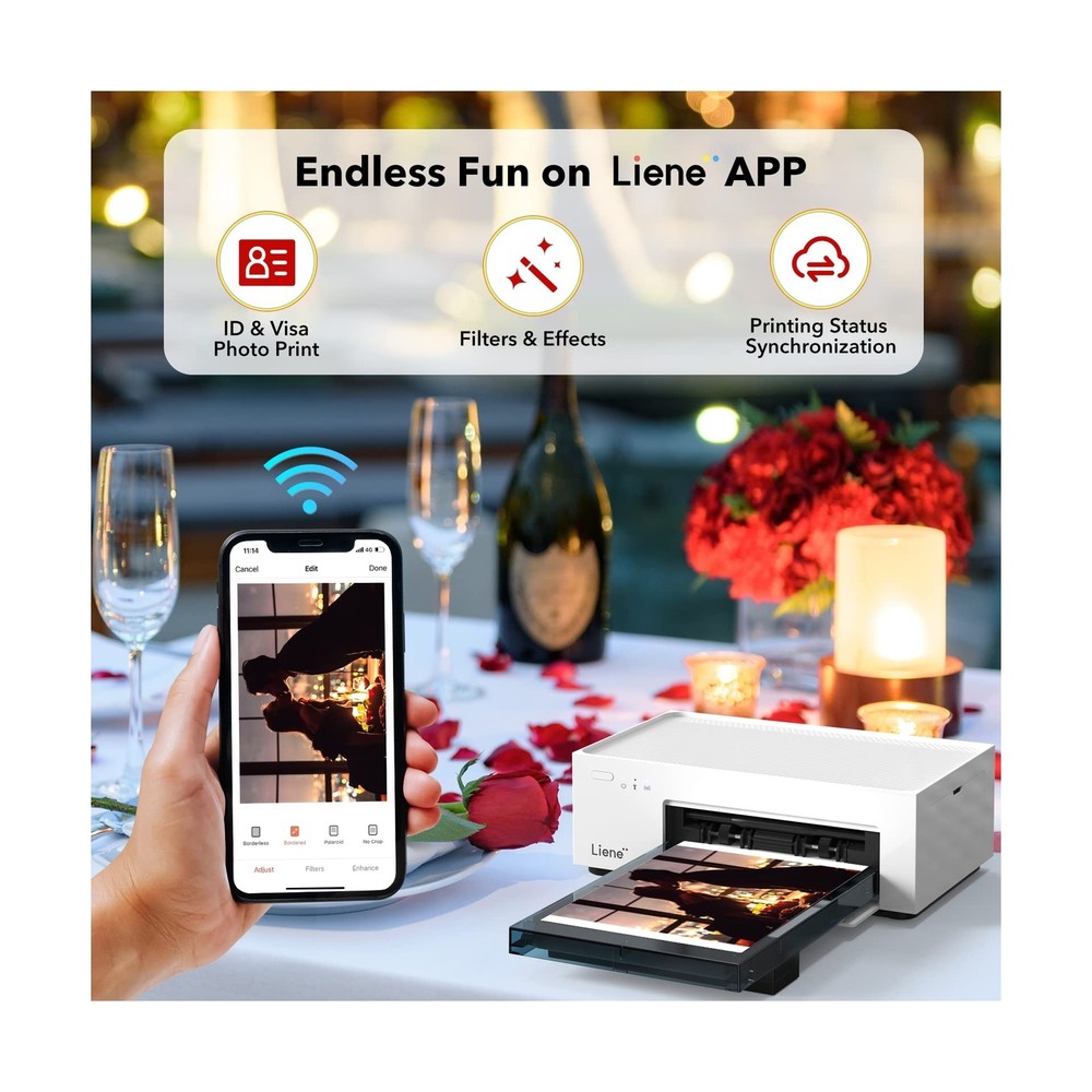 Liene 4x6 Wi-Fi Photo Printer with 20 Full-Color Sheets