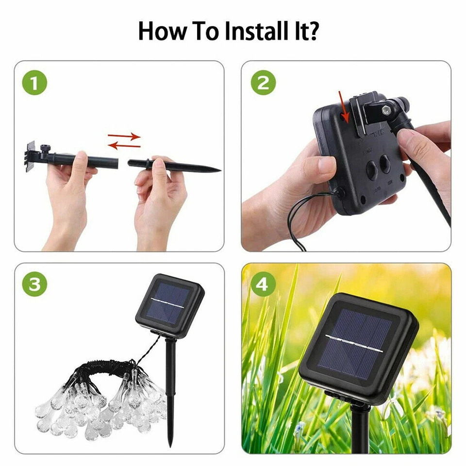 30 LED Solar String Lights Fairy Lamp Outdoor Waterproof Garden Paty Yard Decor - Image 4 of 4