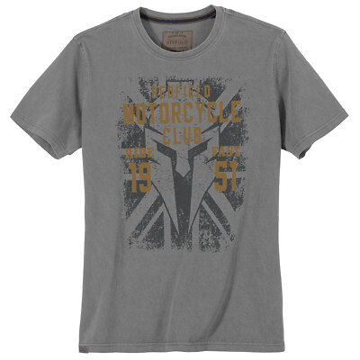 Redfield Used Look T-Shirt Übergröße grau Motorcycle