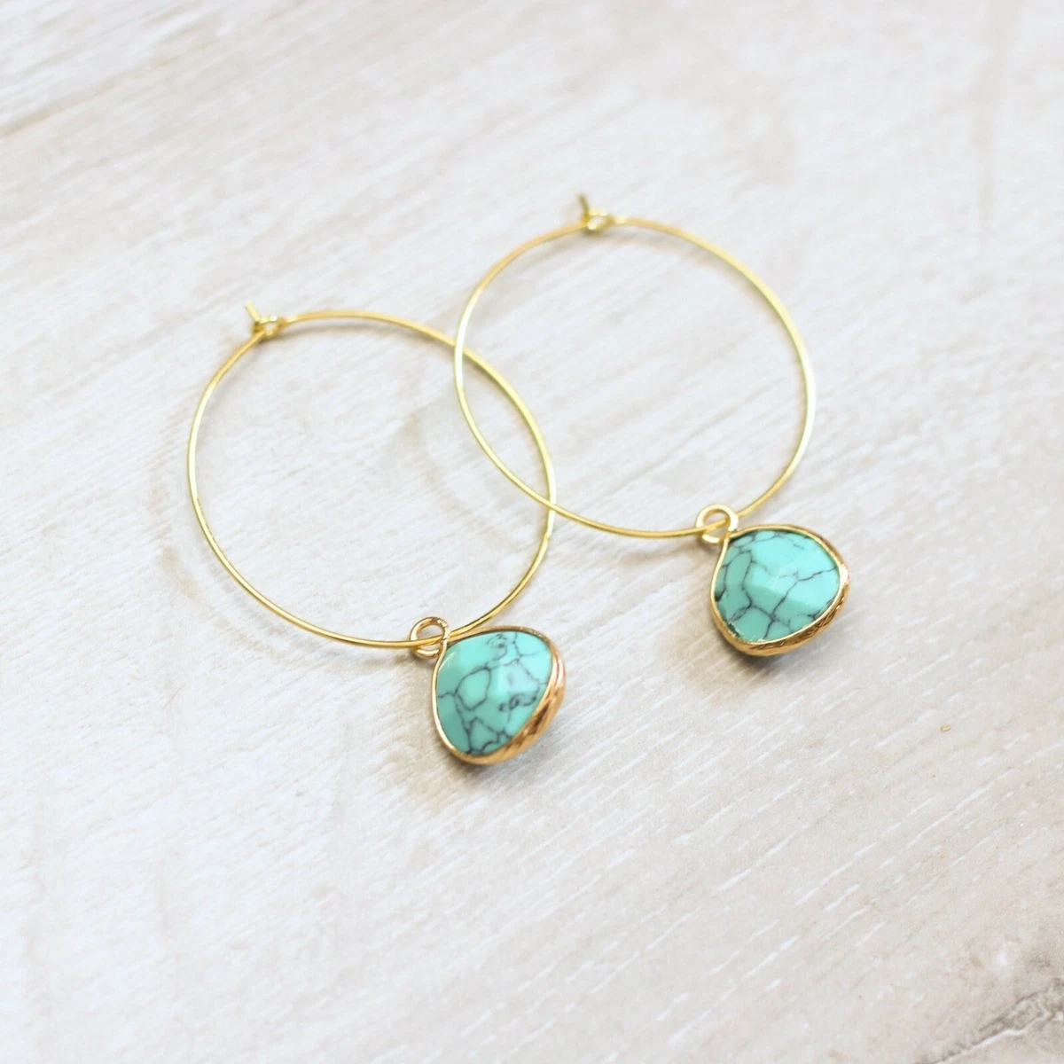 Jiwa Turquoise Stone Hoop Earrings