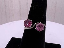 Unique 2 Stone Pink Topaz Ring in Sterling Silver Size 7