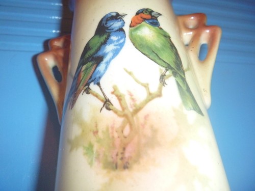 Antique Porcelain Vase with Birds Czechoslovakia 5.5" - Picture 7 of 7