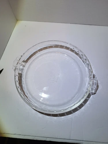 Vintage PYREX Pie Plate #229 Clear Glass Crimped Edge W/ Tab Handles 10"