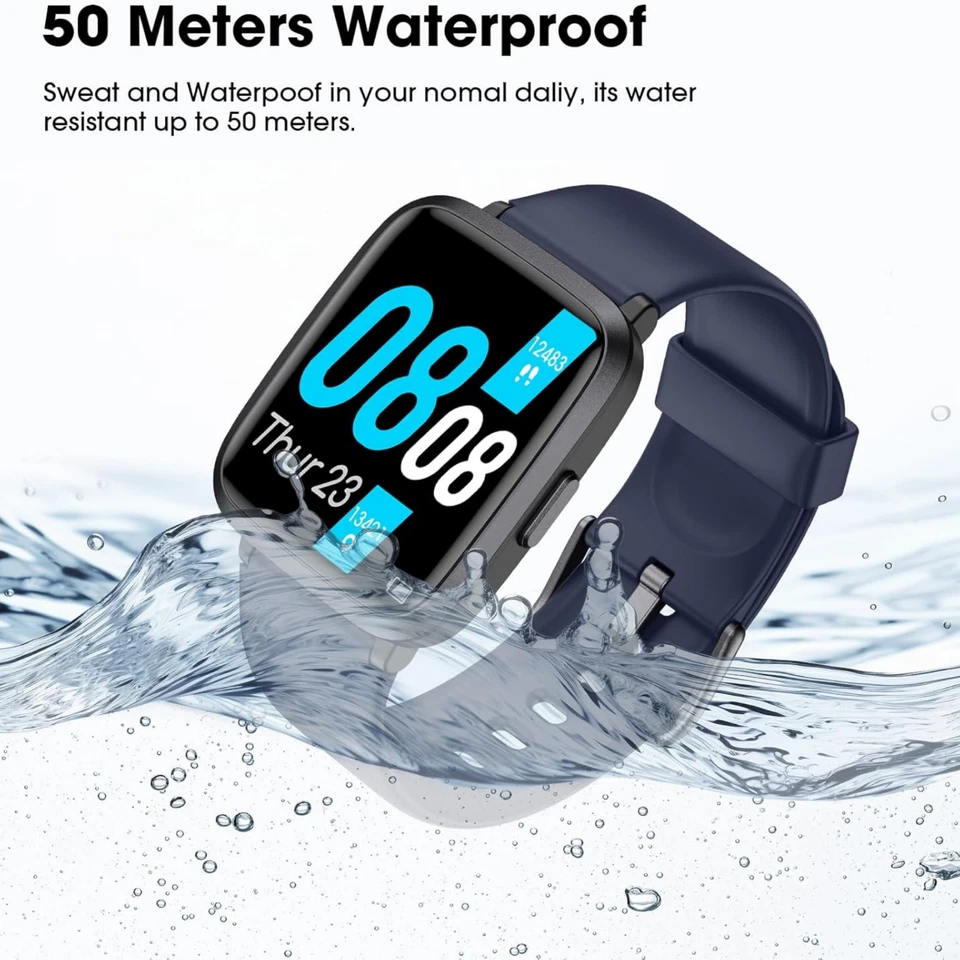 Rastreador de Ejercicios, Reloj de Ejercicios con Oxígeno en Sangre, Monitor de Presión Arterial - Azul Foto 3 de 4