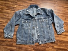 Kids Girls Denim Trucker Jacket Button Front Blue Cotton Blend Size 140