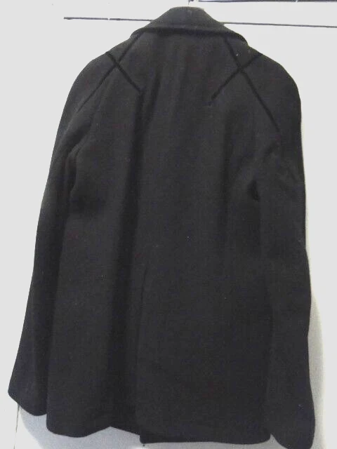 ABRIGO HAIDER ACKERMANN CREMALLERA LANA NEGRA CH 40" NUEVOS DETALLES TERCIOPELO Foto 3 de 4