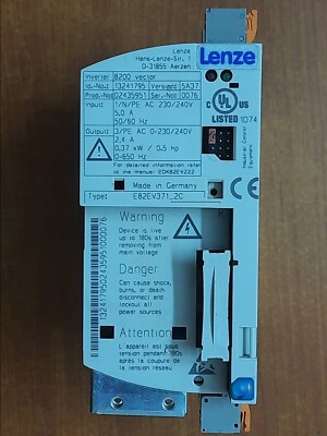 Lenze 8200 vector frequency inverter 0.37 Kw. - Type: E82EV371K2C -Used &Tested.