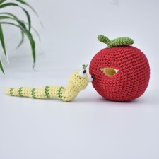 The Worm  Apple Crochet Amigurumi - Funny Amigurumi Stuffed Toy
