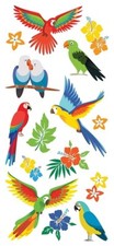 Scrapbooking Crafts Puffy Stickers Tropical Birds Parrots Colorful Flowers McCaw