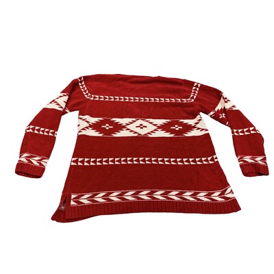 White Stag Ladies Medium Red Classic Ugly Christmas Sweater W Geometric  Patterns