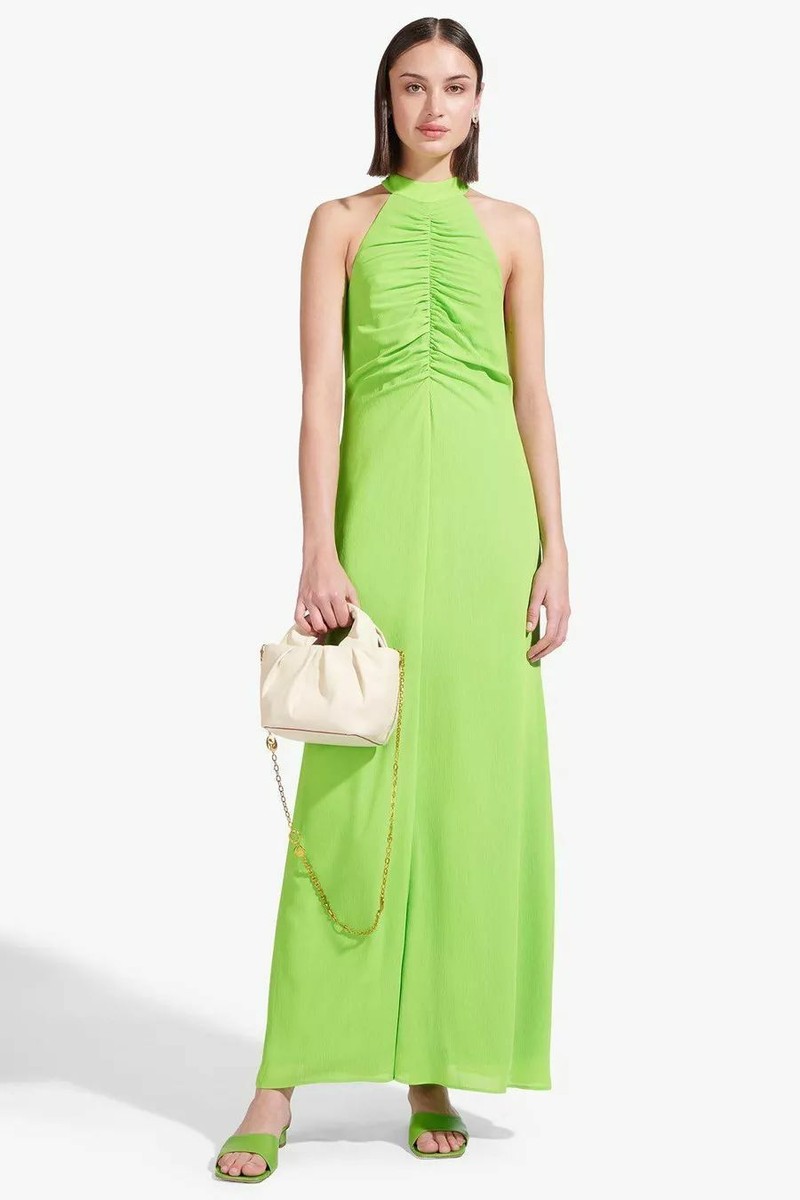 staud lime green dress Staud Calluna Ruffle Hem Dress In Lime Green