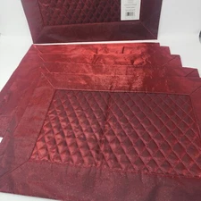 Set of 6 Red Shimmer Quilted Formal Placemat Linens N Things