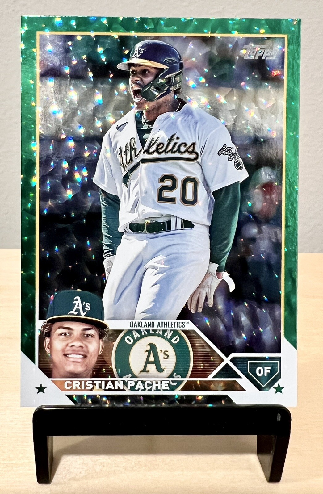 Cristian Pache 2023 Topps Series 1 Card #296, Green Foil Parallel /499