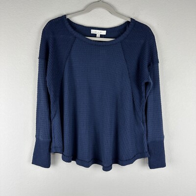 NEW Eri + Ali Anthropologie Dark Blue Long Sleeve Lightweight Sweater Top Small