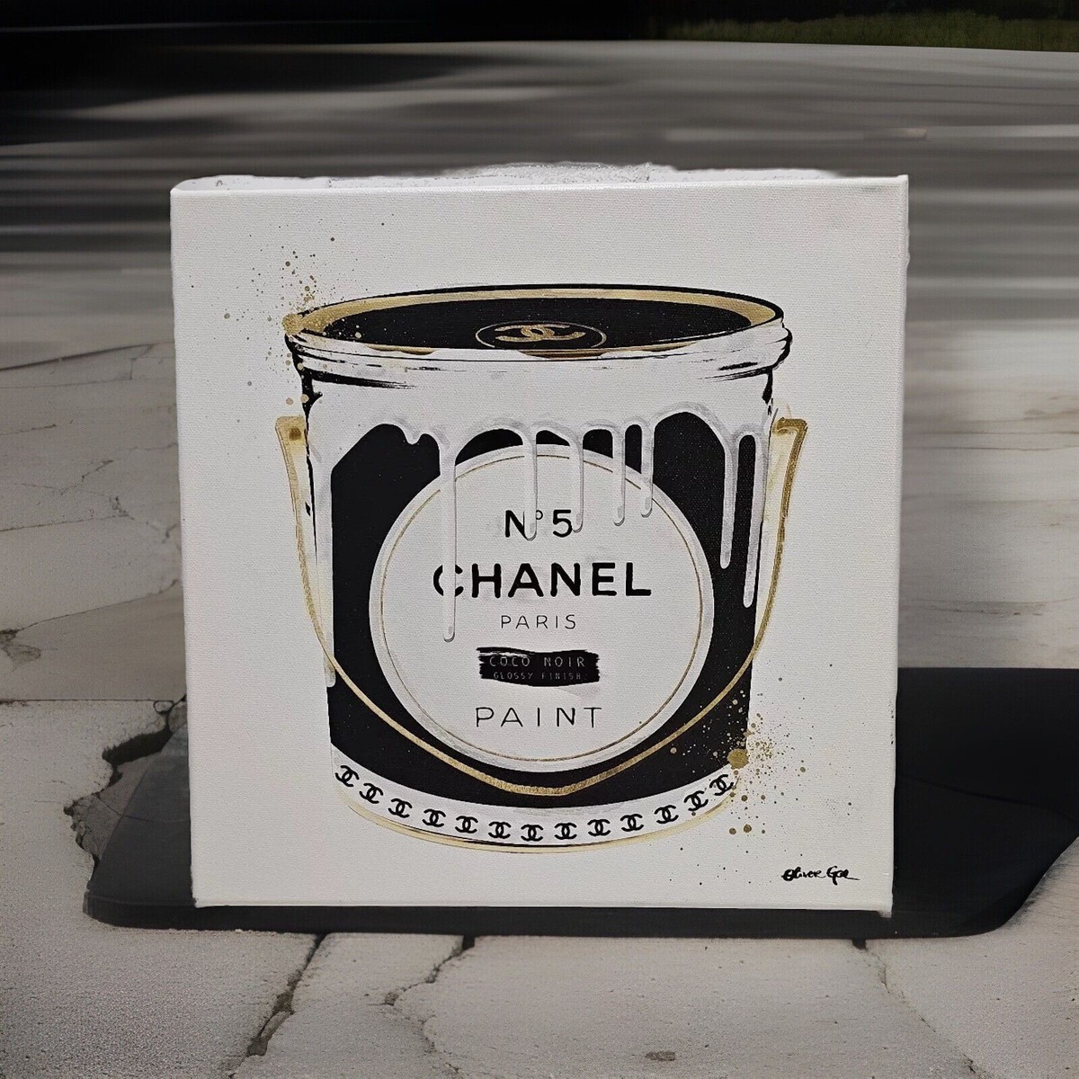 SALE 20％off O-22 Oliver Gal シャネル No.5 Chanel No. 5 Fashion Paint Noir Black Paint Can Canvas Print