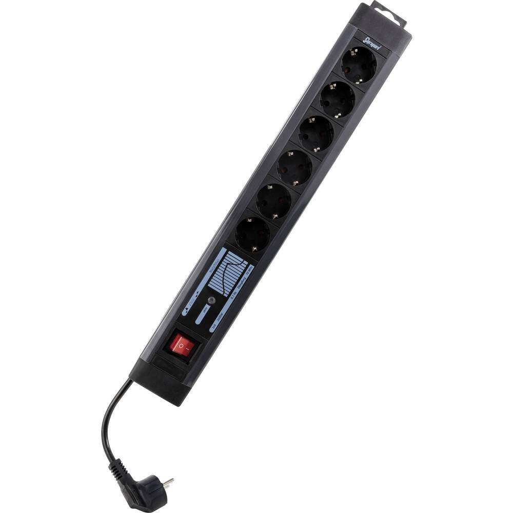 REV 0015663513 Steckdosenleiste mit Schalter 6fach Anthrazit, Шварц