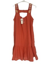 New Anthropologie Coral Embroidered Tunic Dress SMALL Pink
